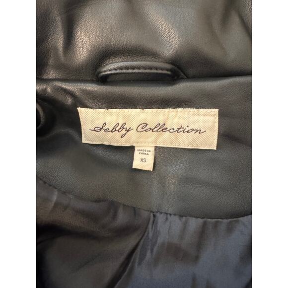 New SEBBY Nordstrom Women's Black Short Faux Leather Puffer Jacket Size XS - Picture 7 of 8